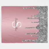Zilveren Glitter Drips Roze Goud Roze Monogram Naa Fleece Deken (Voorkant (Horizontaal))