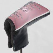 Zilveren Glitter Drips Roze Goud Roze Monogram Naa Golfheadcover (3/4 voorkant)