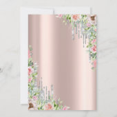 Zilveren Glitter Drips Roze Gouden Rozen 40e Kaart (Achterkant)