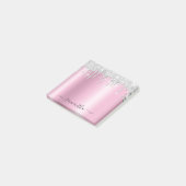Zilveren Glitter Drips Roze Schittering Post-it® Notes (Schuin)