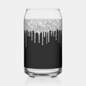 Zilveren Glitter Drips Zwart 21e Verjaardag Blikvorm Glas (Achterkant)