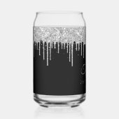 Zilveren Glitter Drips Zwart 21e Verjaardag Blikvorm Glas (Rechts)