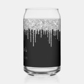 Zilveren Glitter Drips Zwart 21e Verjaardag Blikvorm Glas (Links)