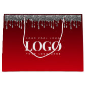 Zilveren Glitter Druipende Glam Rode Toevoegen Zak Groot Cadeauzakje (Voorkant)