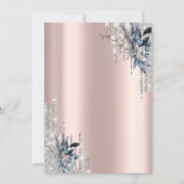 Zilveren glitter druipt winterbloemen bruiloft kaart (Achterkant)