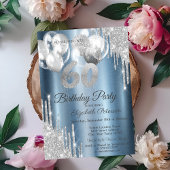 Zilveren Glitter Druppels Ballonnen Blauw Metallic Kaart