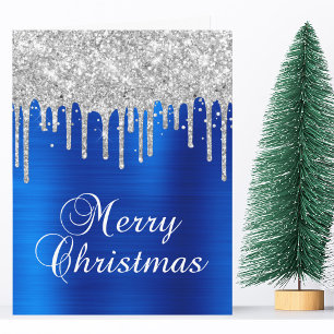 Zilveren Glitter Druppels Blauw Metallic Prettig K Kaart