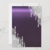 Zilveren Glitter Druppels Donker Paars 80ste Verj Kaart (Achterkant)