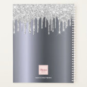 Zilveren glitter druppels foto naam script planner (Achterkant)