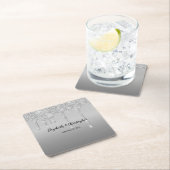 Zilveren glitter druppels glam elegante bruiloft kartonnen onderzetters (Insitu)