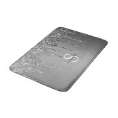 Zilveren Glitter Druppels Glans Monogram Naam Badmat (Gekanteld)