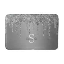 Zilveren Glitter Druppels Glans Monogram Naam