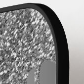 Zilveren Glitter Druppels Glans Monogram Naam Pickleball Paddle (Links Detail)