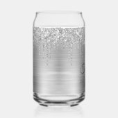 Zilveren Glitter druppels Metallic 21e verjaardag Blikvorm Glas (Rechts)