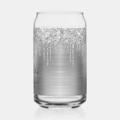 Zilveren Glitter druppels Metallic 21e verjaardag Blikvorm Glas (Links)