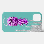 Zilveren Glitter Druppels Metallic Ananas Groen Case-Mate iPhone Case (Achterkant (horizontaal))