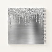 Zilveren glitter druppels metallic grijs 21e verja notitieboek (Achterkant)