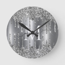 Zilveren Glitter Druppels Monogram Verpersoonlijkt