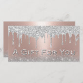 Zilveren Glitter Druppels Roze Gouden Cadeau Certi (Voorkant / Achterkant)