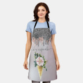 Zilveren Glitter Druppels Snoepjes IJs Bloemen Sch Schort (Gedragen)