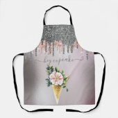 Zilveren Glitter Druppels Snoepjes IJs Bloemen Sch Schort (Voorkant)