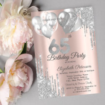 Zilveren glitter druppelt ballonnen 65e verjaardag