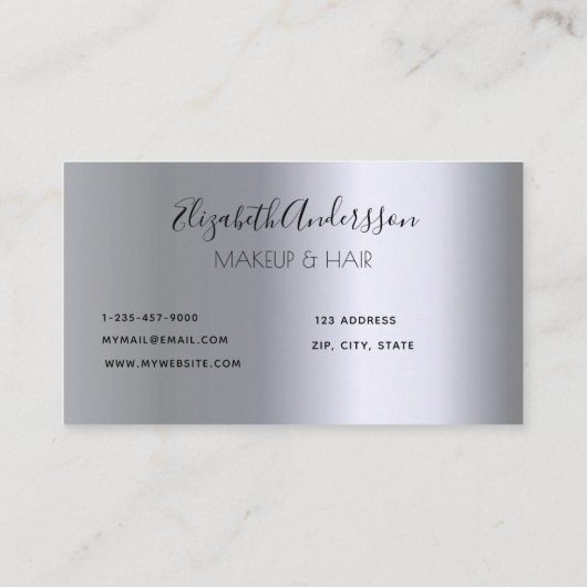 Zilveren glitter druppelt make-up haar visitekaartje (Achterkant)