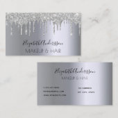 Zilveren glitter druppelt make-up haar visitekaartje (Voorkant / Achterkant)