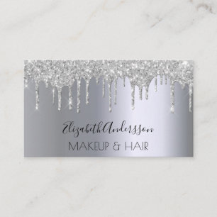 Zilveren glitter druppelt make-up haar visitekaartje
