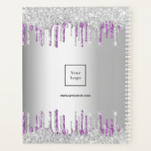 Zilveren glitter druppelt paarse zakelijke logo 20 planner (Achterkant)