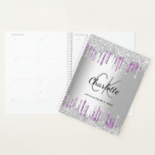 Zilveren glitter druppelt paarse zakelijke logo 20 planner (Display)