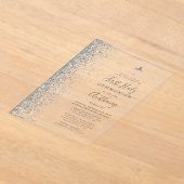 Zilveren Glitter Edge Eerste Heilige Communie Acryl Uitnodigingen (Laagn)