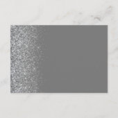 Zilveren Glitter Edge Grijs Bruiloft Details Informatiekaartje (Achterkant)
