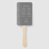 Zilveren Glitter Edge Grijs Bruiloft Programma Handwaaier (Achterkant)