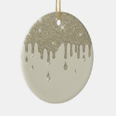 Zilveren glitter-effect en spugen keramisch ornament (Rechts)