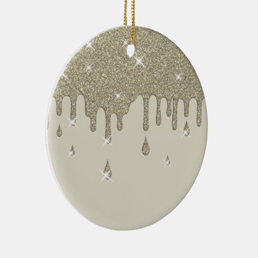 Zilveren glitter-effect en spugen keramisch ornament (Rechts)