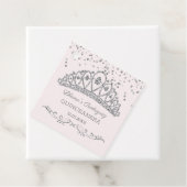Zilveren glitter effect tiara, confetti Quinceaner Bedankjes Labels (In situ)