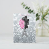 Zilveren Glitter Eiffeltoren Ballonnen Bewaar de D Aankondigingskaart (Staand voorkant)