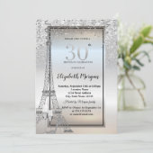 Zilveren Glitter Eiffeltoren, Glas, Hoogte 30cm Kaart (Staand voorkant)