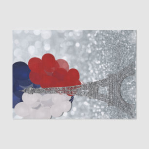 Zilveren Glitter Eiffeltoren Rood Wit Blauw Feest Tissuepapier