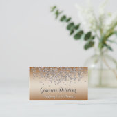 Zilveren Glitter Elegant Brons Evenementenplanner Visitekaartje (Staand voorkant)