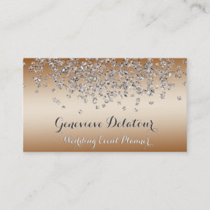 Zilveren Glitter Elegant Brons Evenementenplanner Visitekaartje