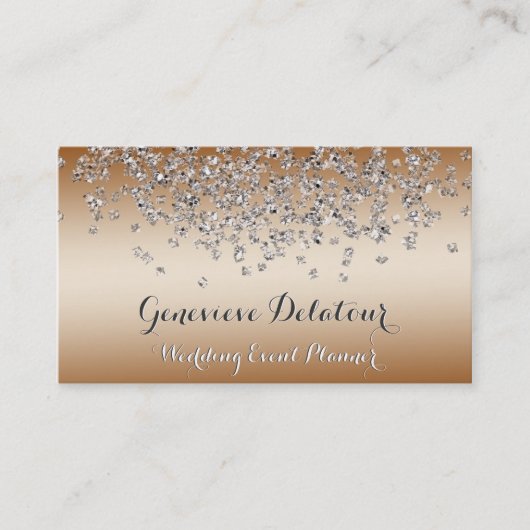 Zilveren Glitter Elegant Brons Evenementenplanner Visitekaartje (Voorkant)