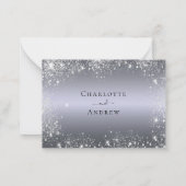 Zilveren glitter elegante bruiloft RSVP Note Car Notitiekaartje (Achterkant)