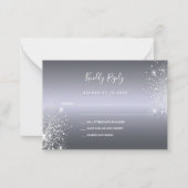 Zilveren glitter elegante bruiloft RSVP Note Car Notitiekaartje (Voorkant)