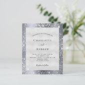 Zilveren glitter elegante bruiloft uitnodiging (Staand voorkant)