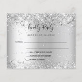 Zilveren glitter elegante budget bruiloft RSVP-kaa (Voorkant)