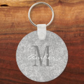 Zilveren Glitter Elegante Gepersonaliseerde Sleutelhanger (Voorkant)