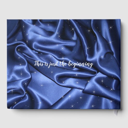  zilveren glitter en blauw Satin Quinceanera Gastenboek (Achterkant)