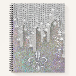 Zilveren glitter en diamanten op Rainbow Glitter N Notitieboek